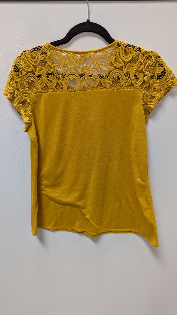 PerSeption Concept Mustard Lace-Sleeve Blouse