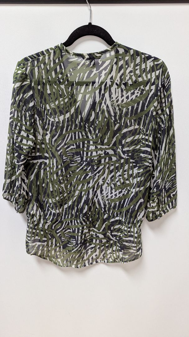 Banana Republic Green Printed Drawstring Waist Blouse
