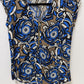 Express Blue/Brown Floral Zippered Blouse