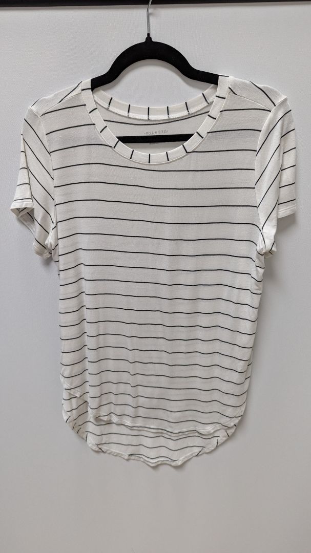 Halogen White/Black Striped Short-Sleeve T-Shirt