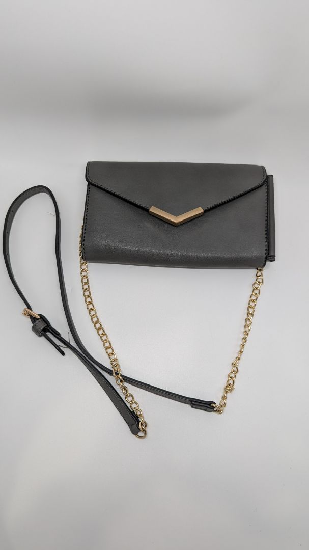 Urban Expression Grey/Gold Foldover Crossbody Purse