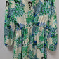 JODIFL Cream/Green Printed Peasant Dress