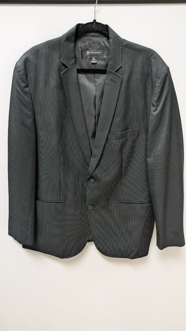 INC Black/White Striped Men's 2-Button Blazer