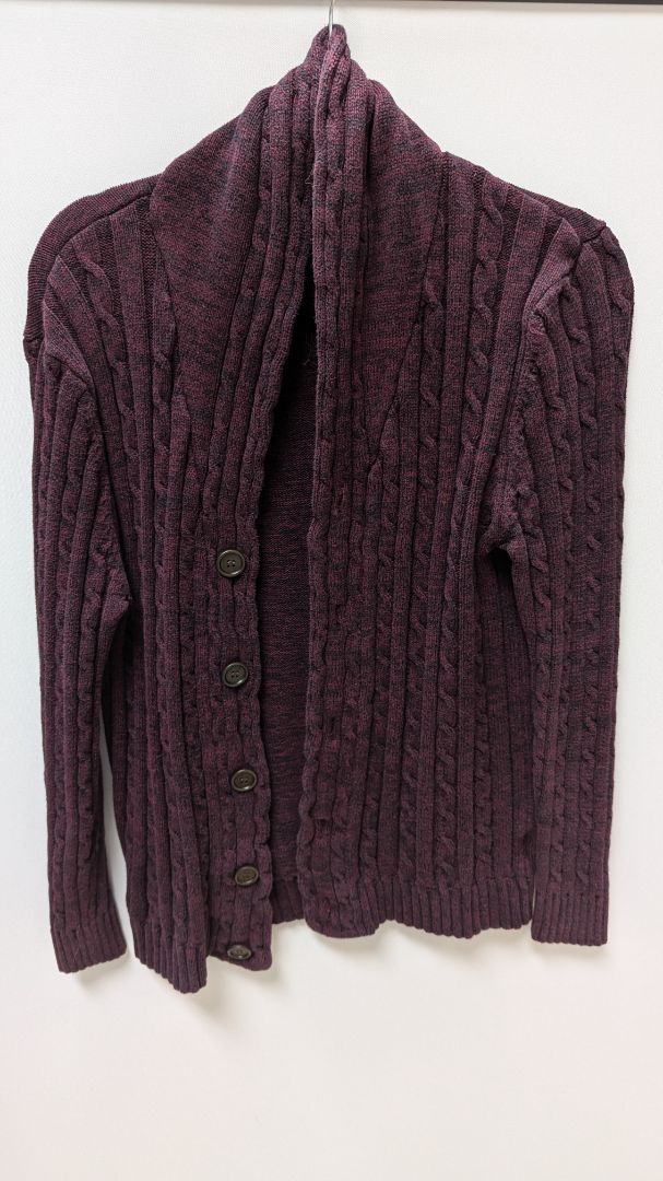 Dark Purple Knit Button-Down Cardigan Sweater