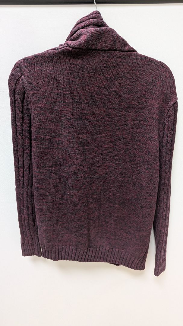 Dark Purple Knit Button-Down Cardigan Sweater