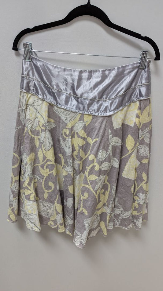 Toi et Moi Grey/Yellow Floral Printed Flared Skirt