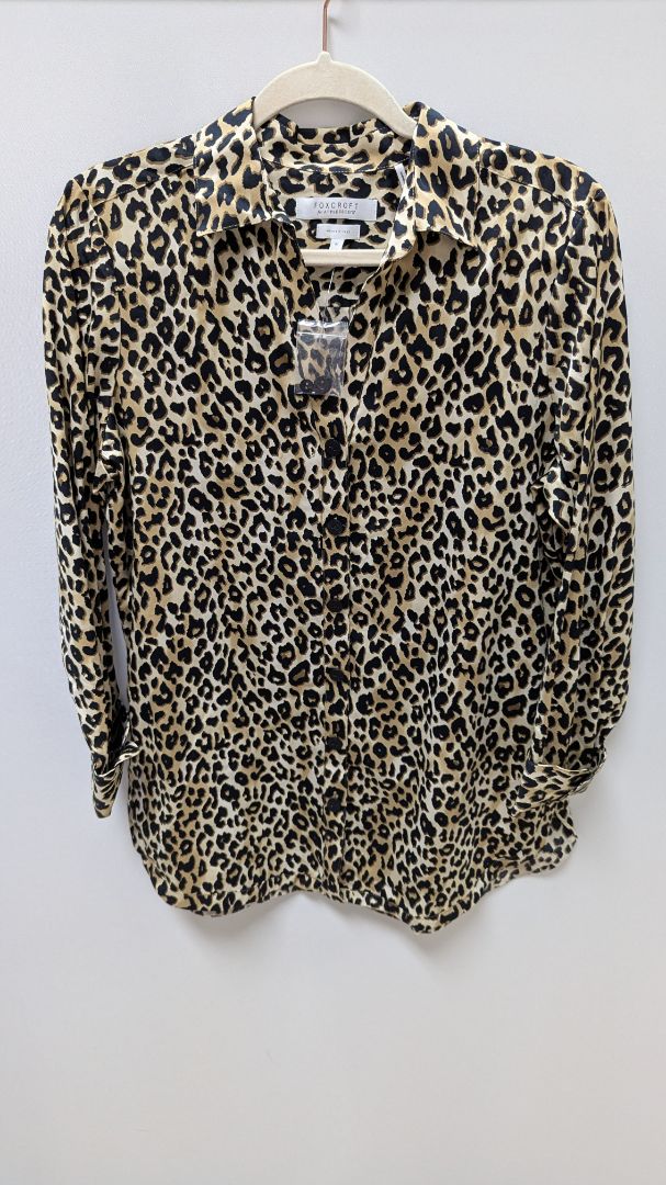 Foxcroft by Appleseed's Brown Animal-Print Button-Down Blouse