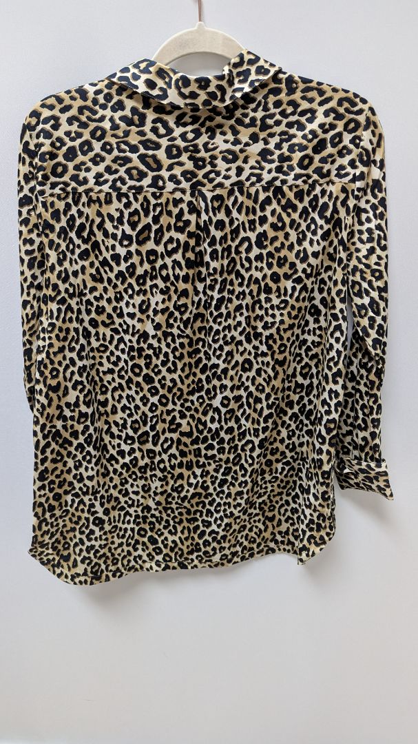 Foxcroft by Appleseed's Brown Animal-Print Button-Down Blouse