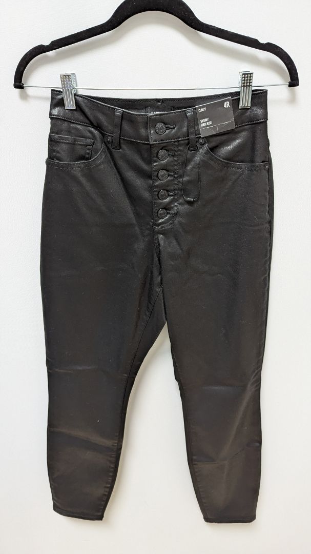 Express Black Faux-Leather Curvy Skinny High-Rise Pants