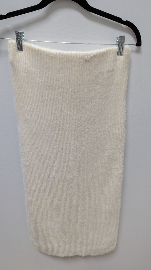 Express Cream Fuzzy Faux-Wrap Sweater Skirt