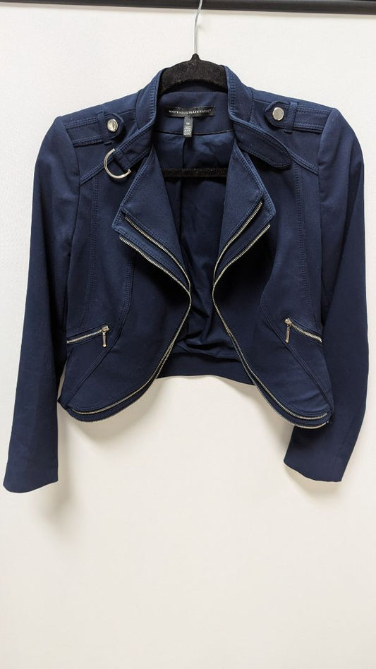 White House Black Market Navy/Silver Moto Jacket