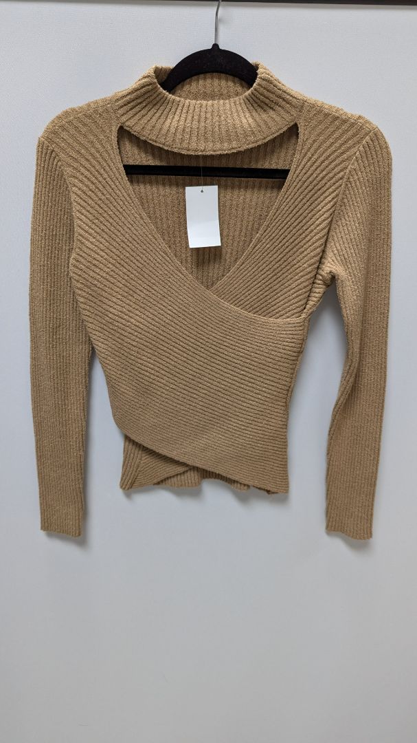 ASTR Tan Cutout Turtleneck Sweater