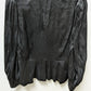 BCBGMAXAZRIA Black Textured Satin Button-Down Blouse