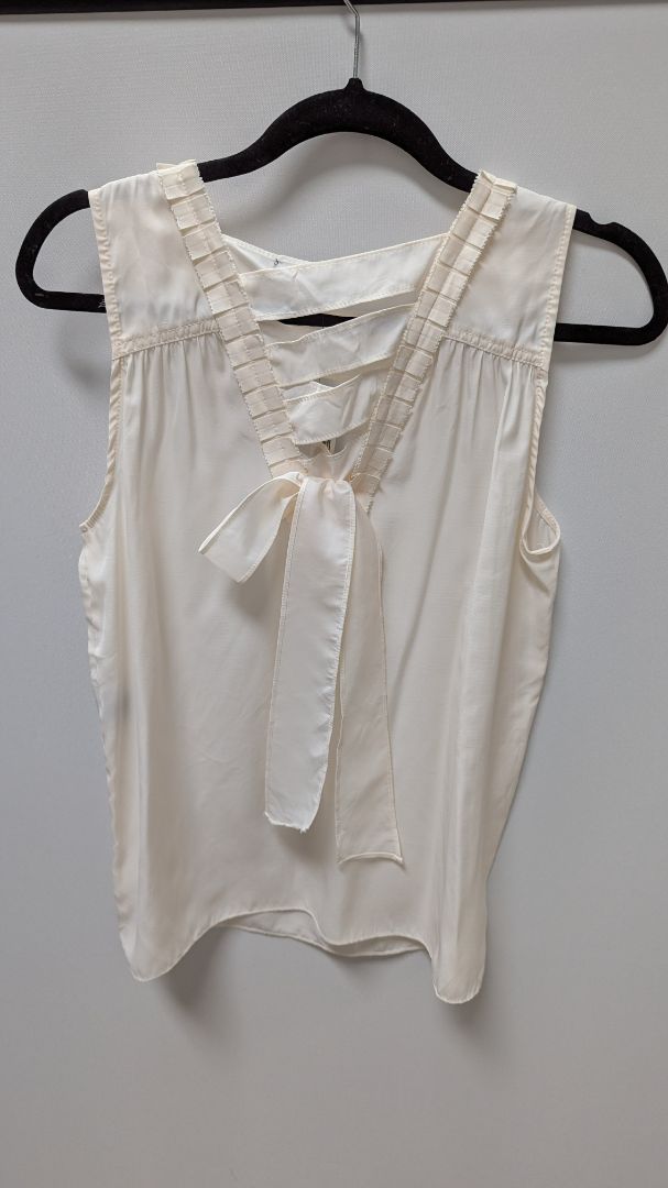 Catherine Malandrino Bone White Tie-Back Blouse