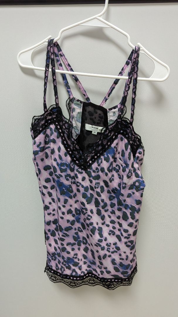 KOCHE Collective Purple Leopard Camisole Blouse