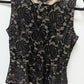 BCBGMAXAZRIA Black/Beige Lace Peplum Blouse
