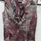Tahari Wine Red/Black/White Sheer Printed Blouse