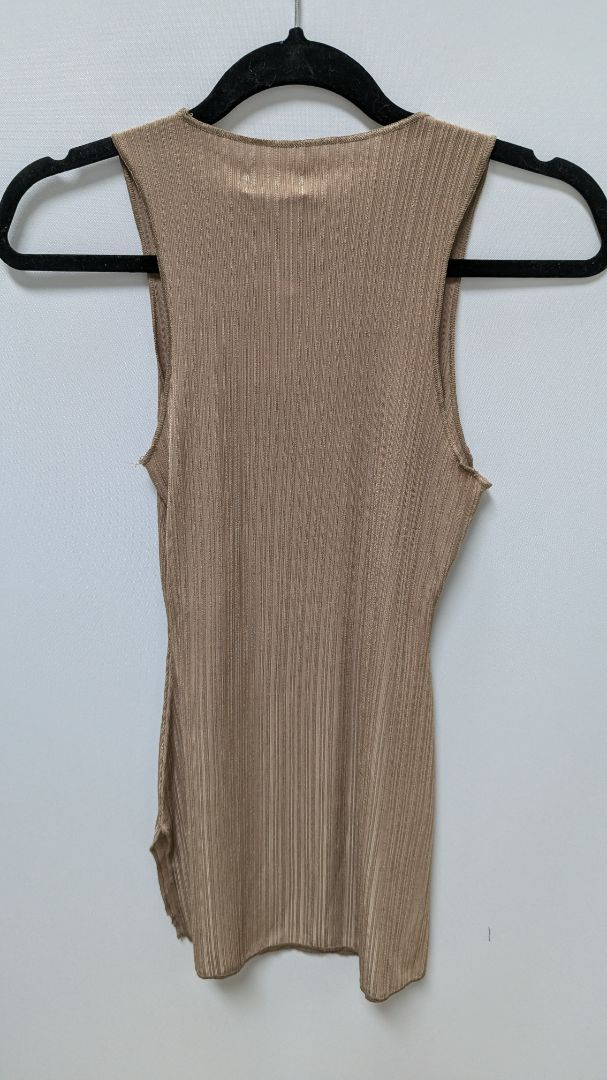 naked wardrobe Coco Brown Sleeveless Snug Blouse