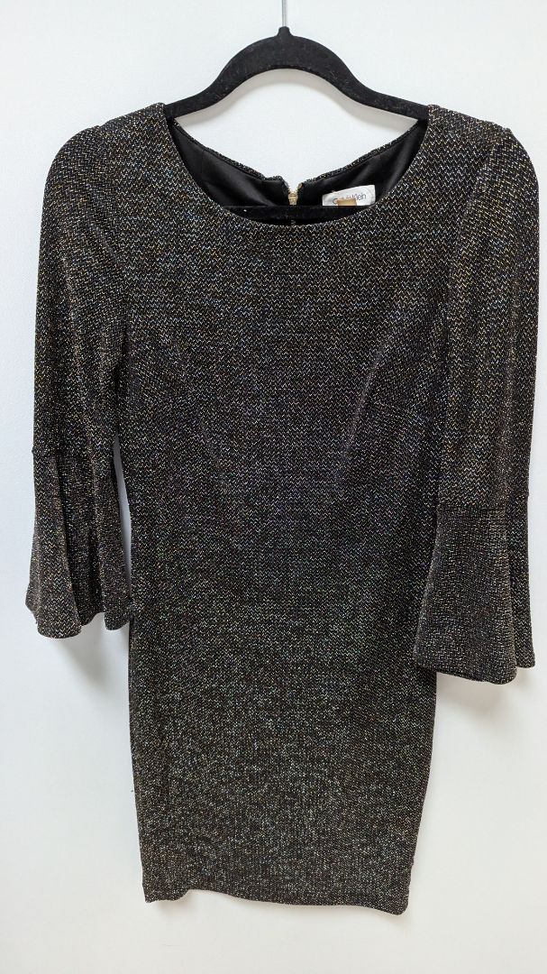Calvin Klein Black/Gold/Silver Metallic Bodycon Dress