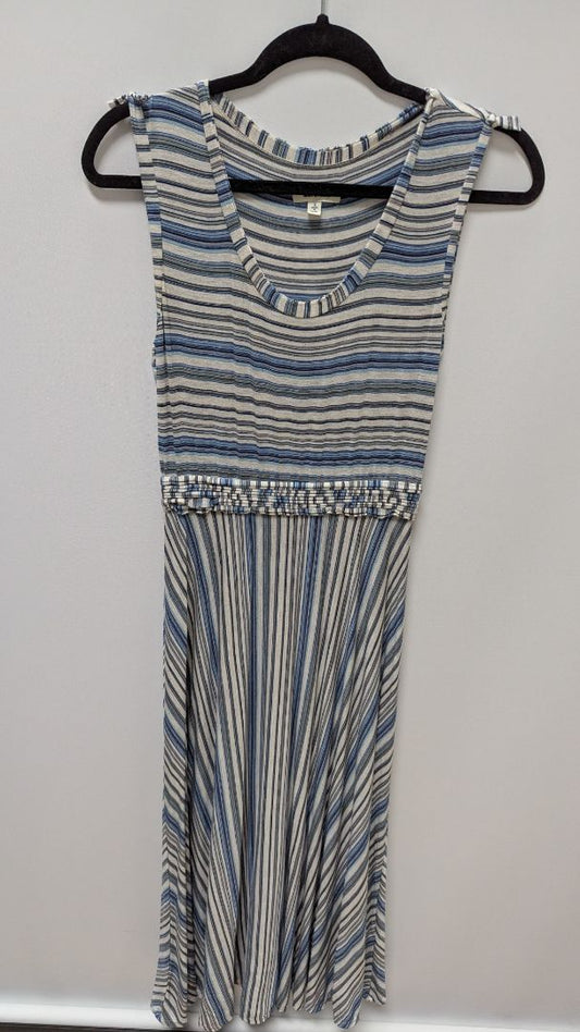 Max Studio Blue/White Striped Sleeveless Maxi Dress