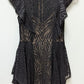 BCBGMAXAZRIA Black/Cream Lace Flared Dress