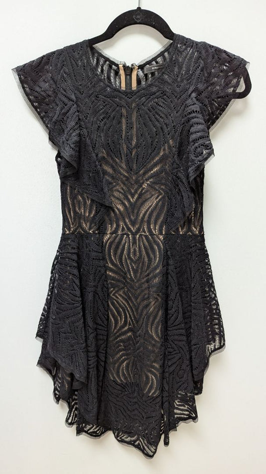 BCBGMAXAZRIA Black/Cream Lace Flared Dress