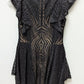 BCBGMAXAZRIA Black/Cream Lace Flared Dress