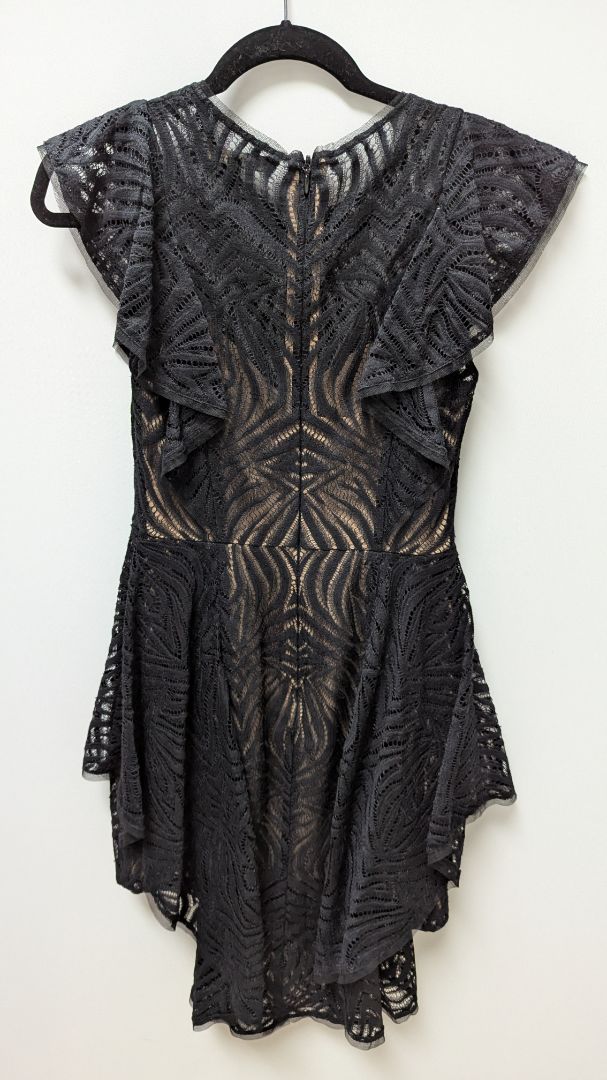 BCBGMAXAZRIA Black/Cream Lace Flared Dress