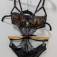 Adore Me Black Lace Cutout One-Piece Lingerie