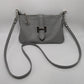 Light Grey Snap-Closure Faux-Leather Crossbody Purse