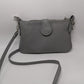 Light Grey Snap-Closure Faux-Leather Crossbody Purse