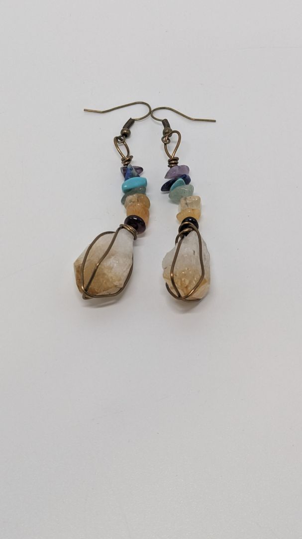 Bronzed Chakra Beaded Earrings