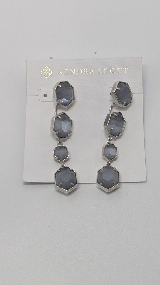 Kendra Scott Silver/Grey Faux-Crystal Convertible Earrings