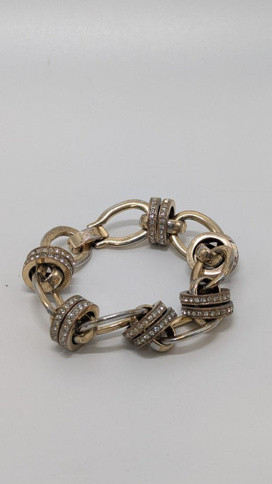 Gold Rhinestone Circle Chain Bracelet