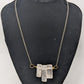 Bronze Light Pink Faux Rectangle Crystal Necklace