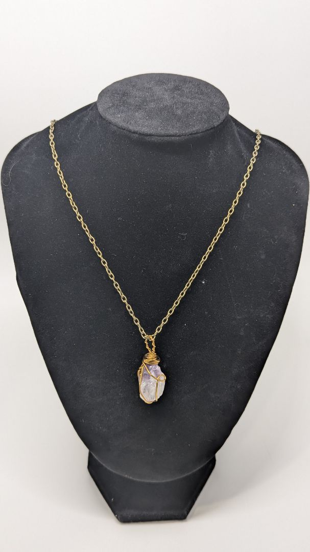 Bronze Purple Crystal Pendant Longline Necklace
