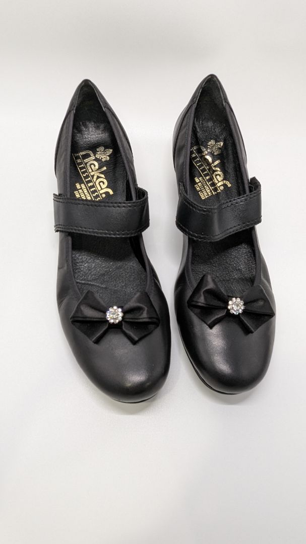 rieker Black Rhinestone Embellished Mary Jane Heels
