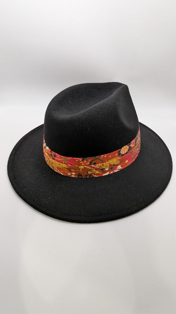 Target Black/Orange Paisley Band Fedora Hat