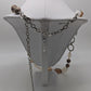 NY Silver/Brown Beaded & Chain Longline Necklace