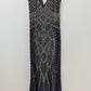 XSCAPE Navy/Silver Beaded Formal Gown