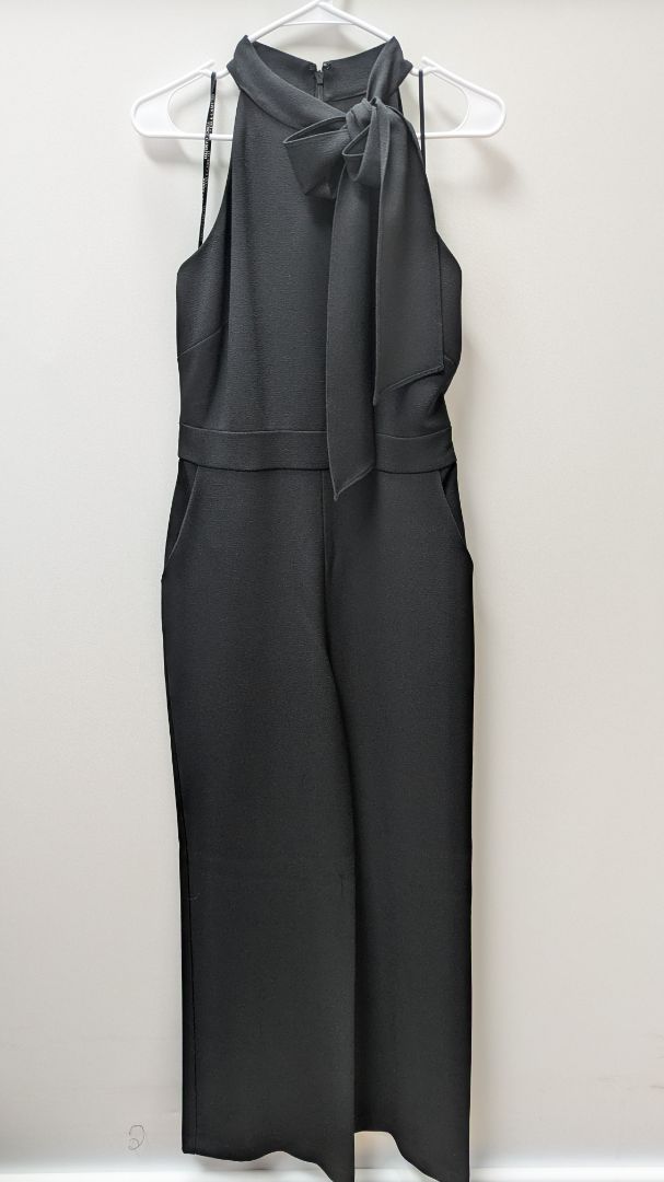 Vince Camuto Black Sleeveless Tie-Neck Wide Leg Jumpsuit