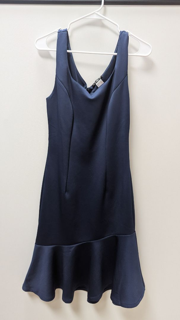 Venus Navy Sleeveless Ruffle-Bottom Dress