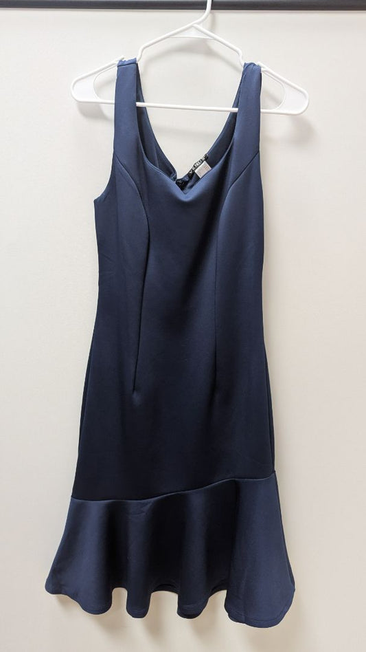 Venus Navy Sleeveless Ruffle-Bottom Dress