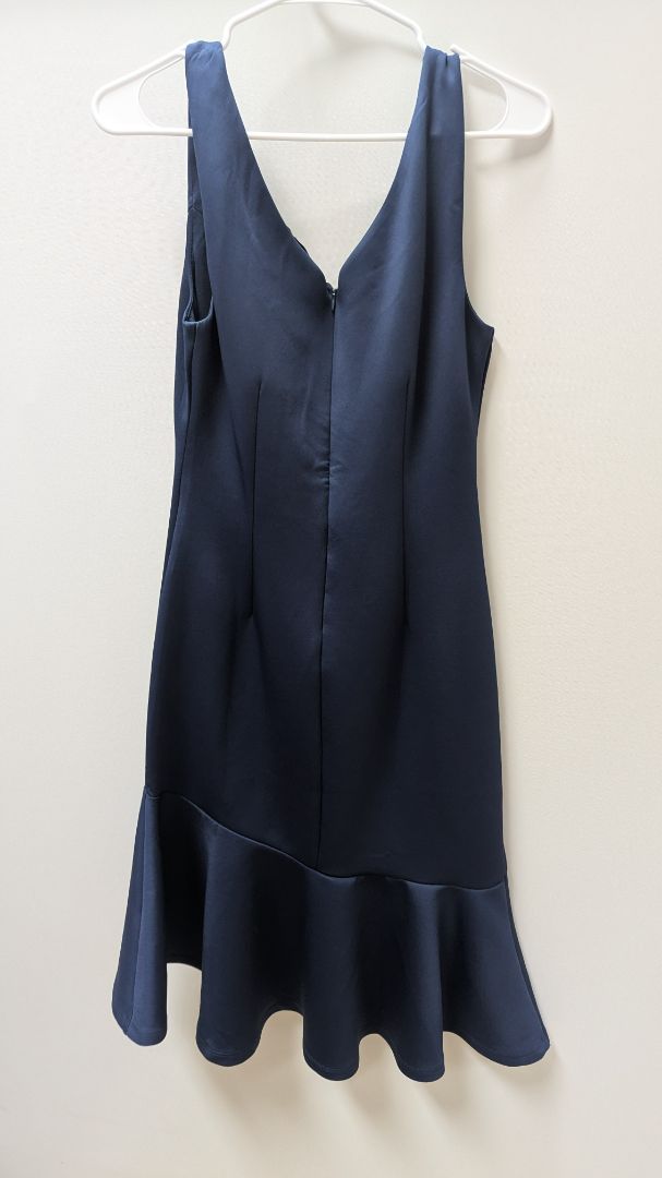 Venus Navy Sleeveless Ruffle-Bottom Dress