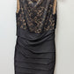 Connected Apparel Black/Beige Lace Bodice Bodycon Dress