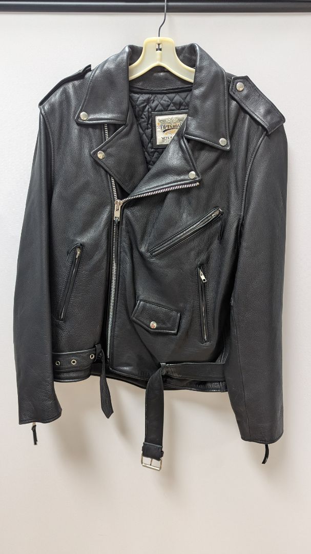 Open Road Wilsons Men's Black Leather Motorcycle Jacket