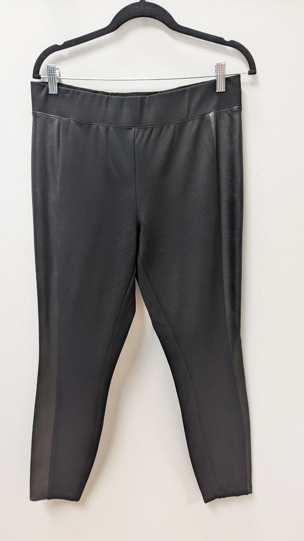 H by Halston Black Faux-Leather Panel Skinny Leggings