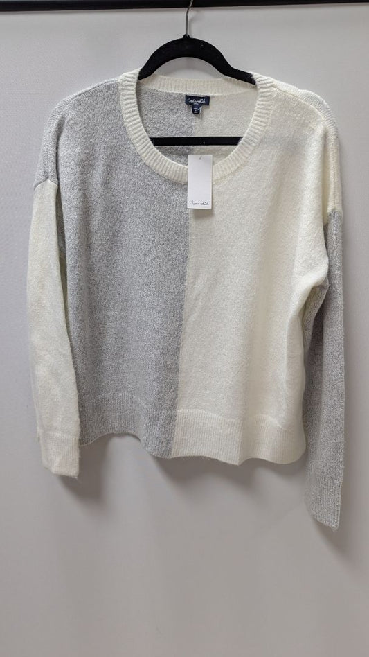 Splendid Ivory/Grey Split Color Sweater