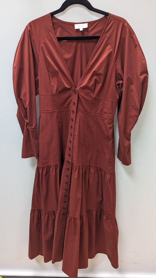 A.L.C. Dark Orange Button-Down Peasant Dress