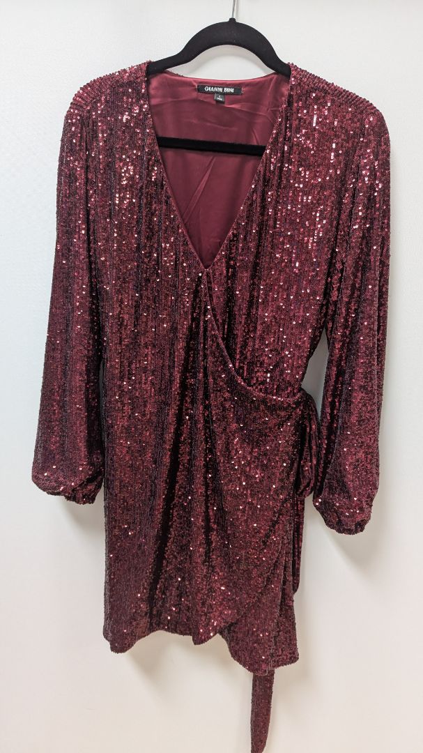 Gianni Bini Red Moor Sequin Wrap Dress